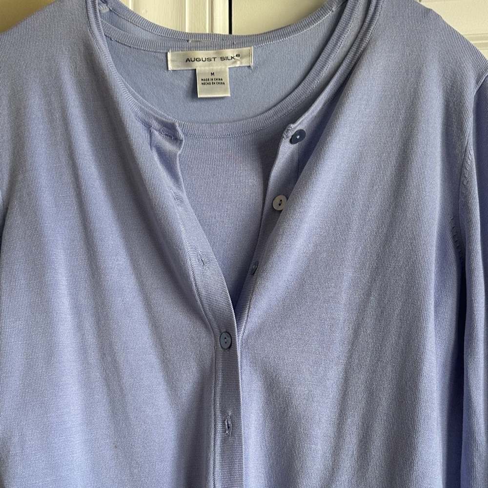 august silk Light Lavender Button-Up Knit Cardigan